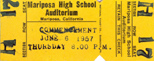 Class of 1957 Graduation Ticket