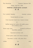 1956 Junior Senior Prom menu